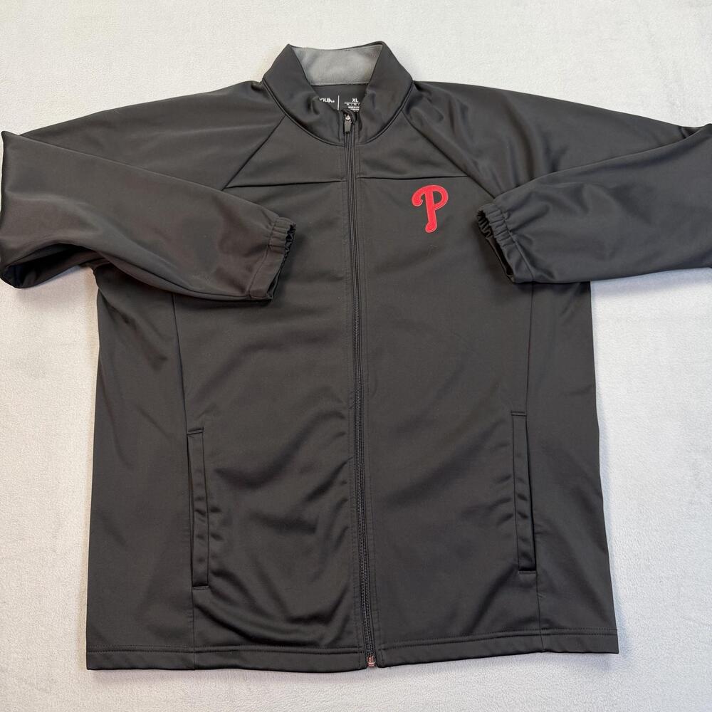 Philadelphia Phillies Jacket Mens XL Black MLB Baseball Antigua Full Zip Fleece